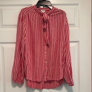 J. Crew Red and White Striped Blouse